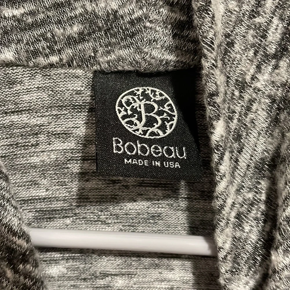 Bobeau One Button Fleece Asymmetrical Wrap Cardigan Gray Sz S - Picture 5 of 6
